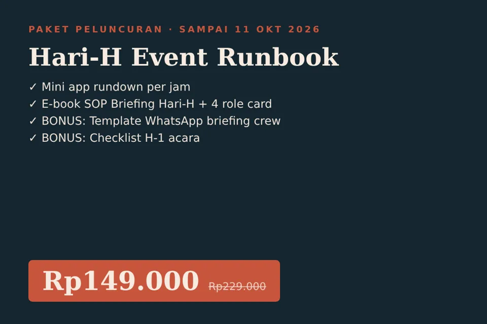 Isi paket Hari-H Event Runbook